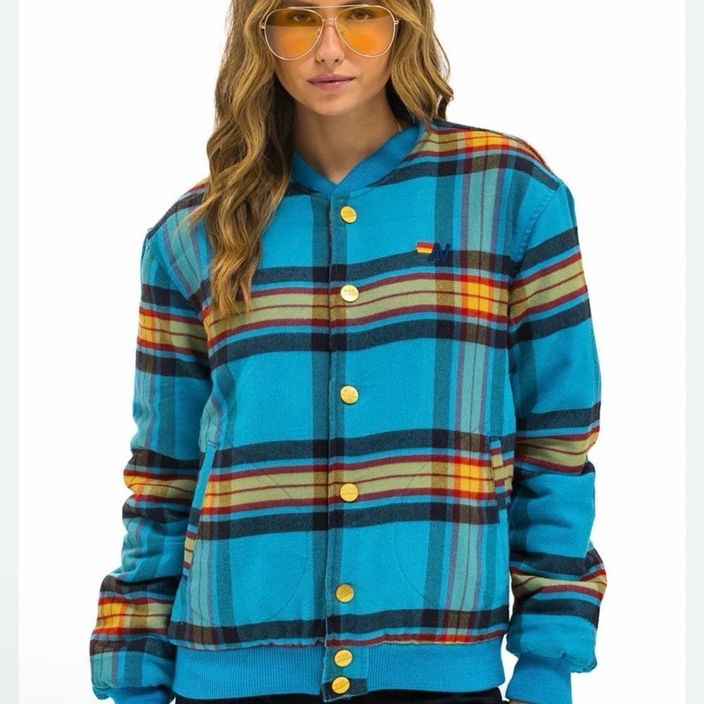 Aviator Nation PLAID UNISEX VARSITY JACKET - JACKSON PLAID
